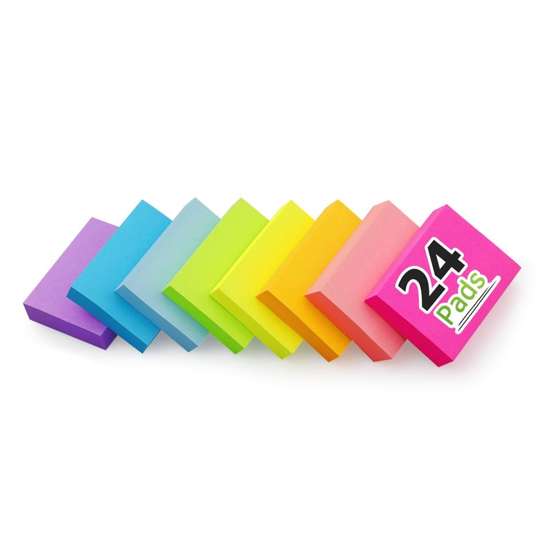 Winner Aura 24 Pads Sticky Notes 1.5x2 inch Bright Colors Self-Stick Pads Total 1920 Sheets - Image 1